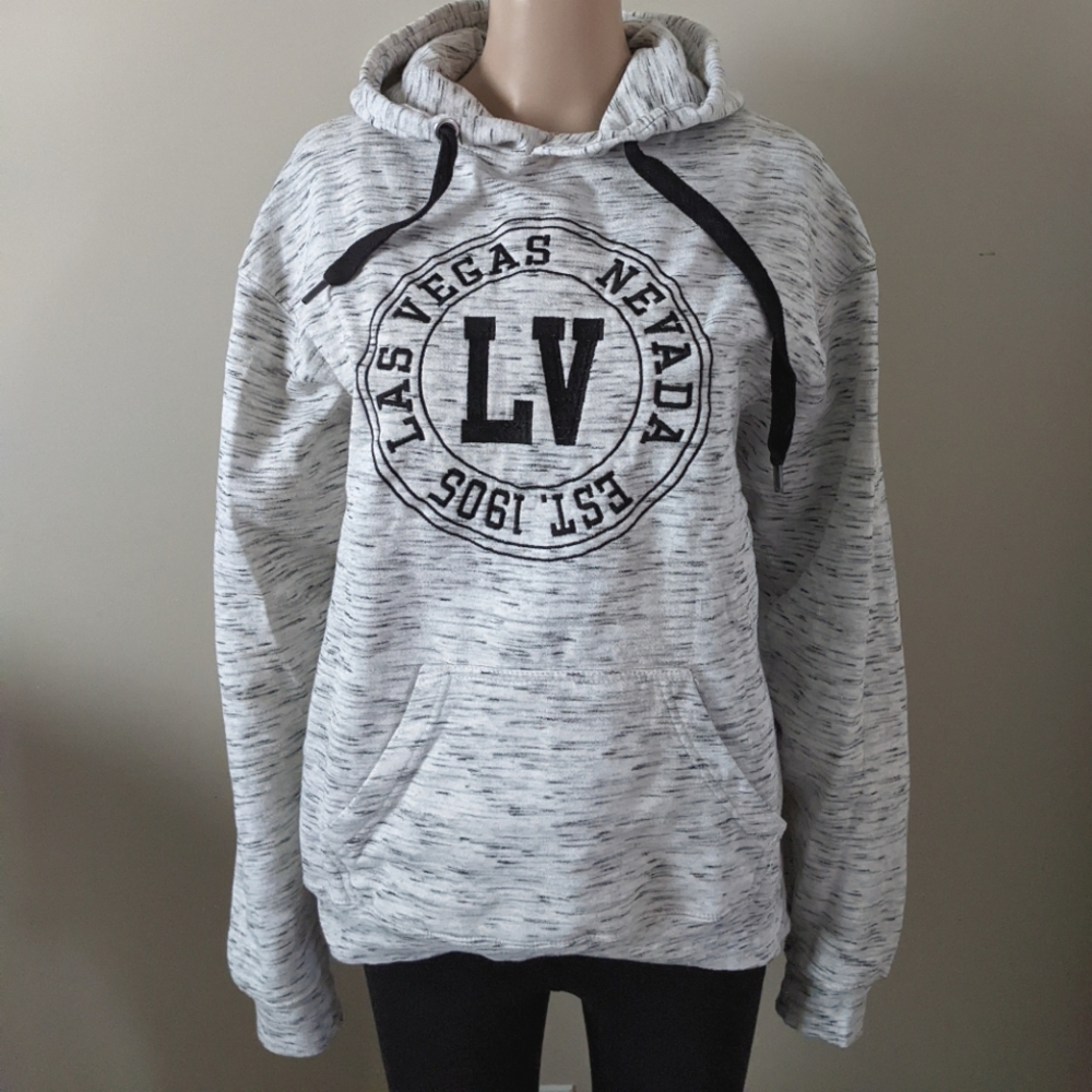 Las Vegas embroidered grey hoodie, men's medium